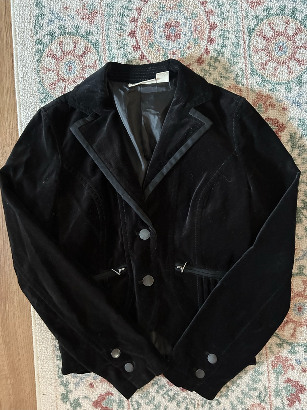 DKNY Black Velvet Button-Front blazer